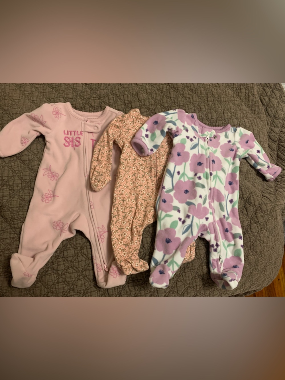 Baby Girls Floral Sleepwear One-Piece - Pink